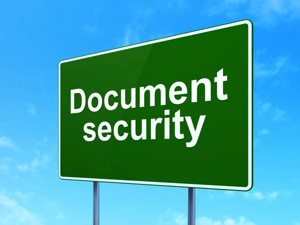 Conceito de segurança: Document Security on road sign background — Fotografia de Stock