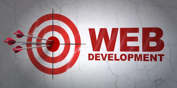 Web development concept: target and Web Development on wall background — Stockfoto