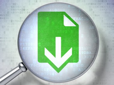 Web design concept: Download with optical glass on digital background