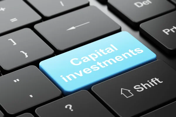 Concept d'argent : Investissements en capital sur fond de clavier d'ordinateur — Photo