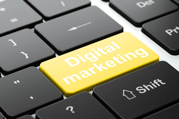 Reclame concept: digitale marketing op computer toetsenbord achtergrond — Stockfoto