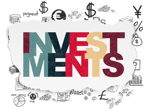 Banking konceptet: investeringar på sönderrivet papper bakgrund — Stockfoto