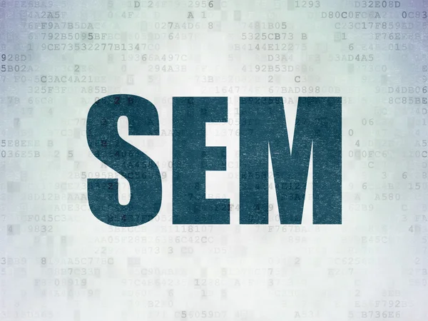 Маркетинговая концепция: SEM на фоне цифровой бумаги — стоковое фото