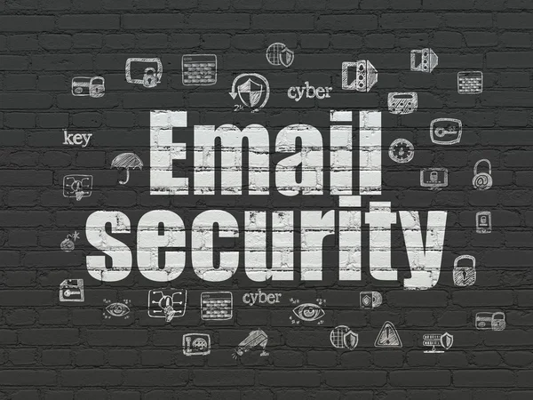 Schutzkonzept: E-Mail-Sicherheit auf Wandhintergrund — Stockfoto
