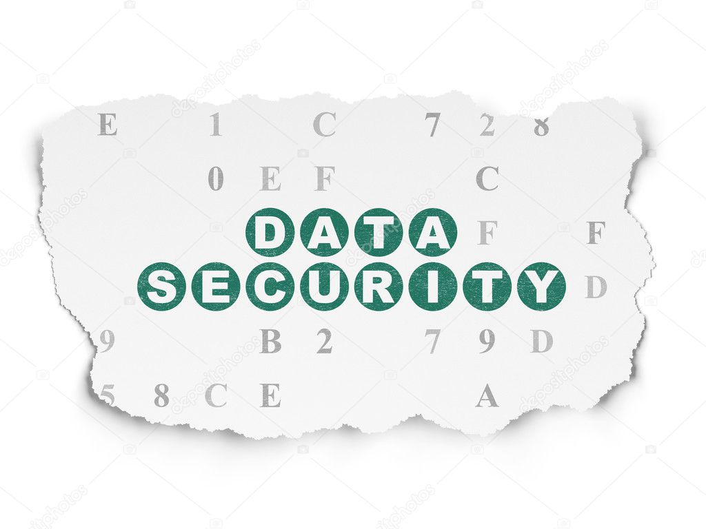 Protection concept: Data Security on Torn Paper background