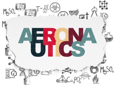 Bilim kavramı: Havacılık yırtılmış kağıt arka plan üzerinde