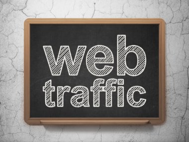 Web Tasarım: Web trafiği kara tahta arka plan üzerinde