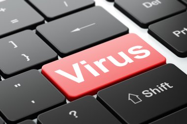 Gizlilik kavramı: Bilgisayar klavyesi arka planında virüs