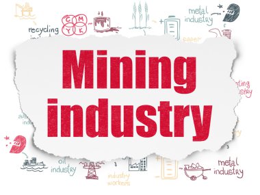 Endüstri kavramı: yırtık kağıt arka plan üzerinde madencilik sektörü