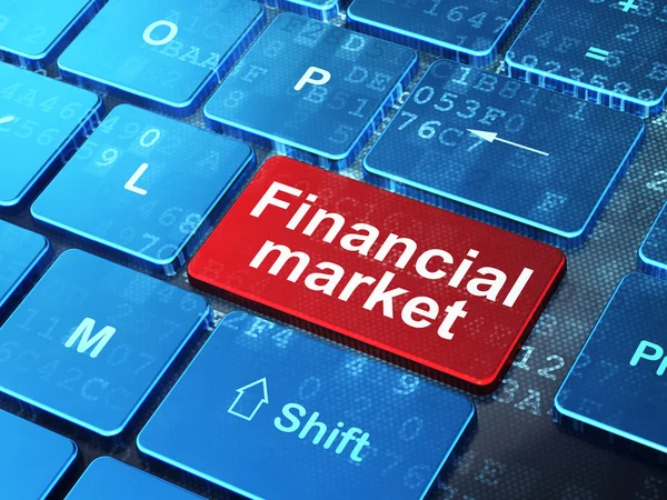 货币概念：计算机键盘背景的金融市场 — 图库照片