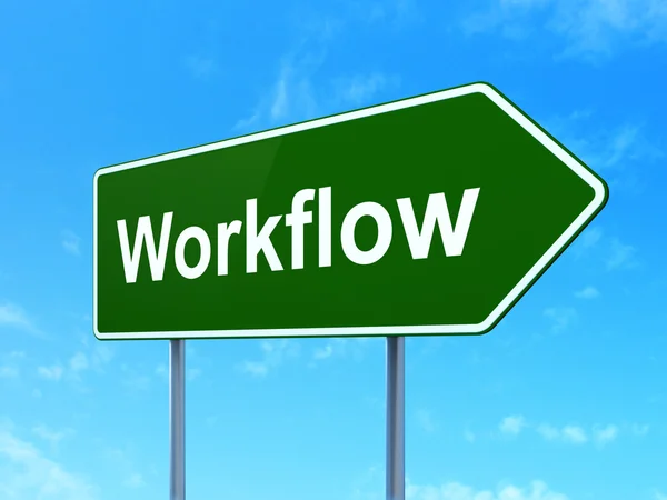 Business concept: Workflow on road sign background — Stock Photo, Image