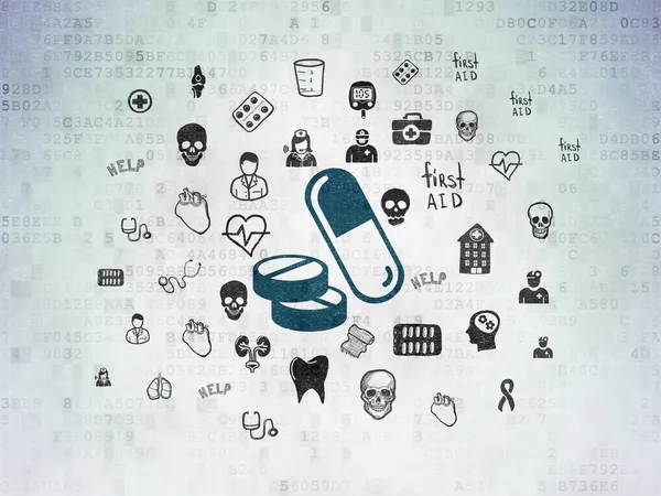 Medicine concept: Pills on Digital Paper background — Stok fotoğraf