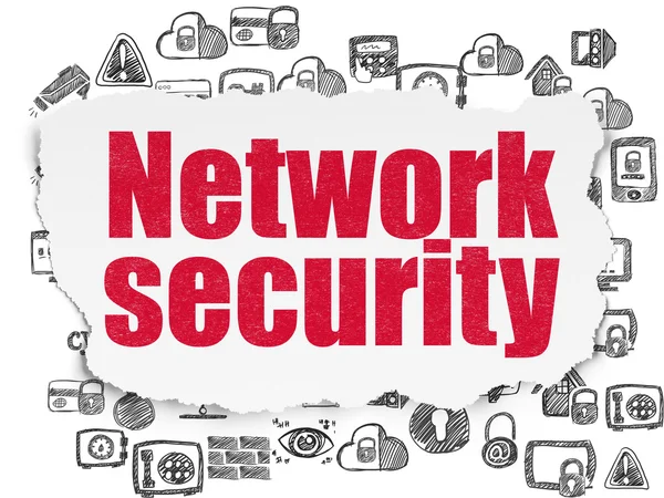 Концепція безпеки: мережевої безпеки на фоні Torn паперу — стокове фото