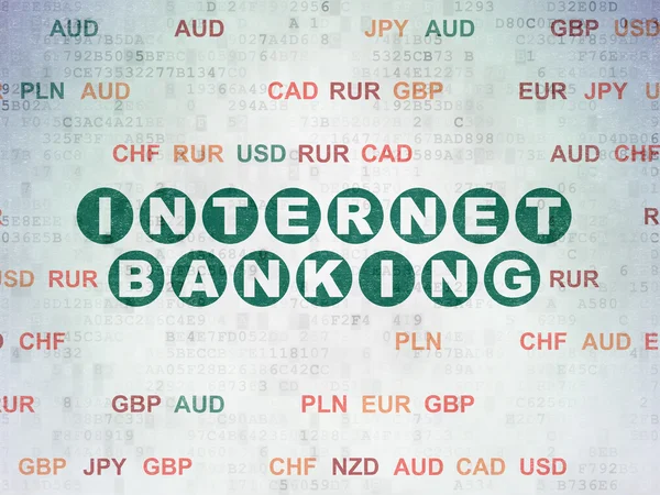 Концепция банковского обслуживания: Интернет-банкинг на фоне цифровой бумаги — стоковое фото