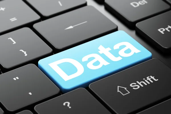 Concetto di dati: dati sullo sfondo della tastiera del computer — Foto Stock