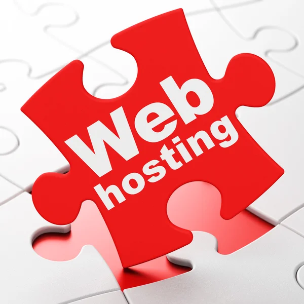 Koncepce rozvoje webu: web hosting na pozadí puzzle — Stock fotografie