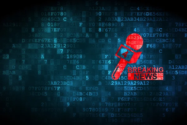 Nieuws-concept: Breaking News en microfoon op digitale achtergrond — Stockfoto