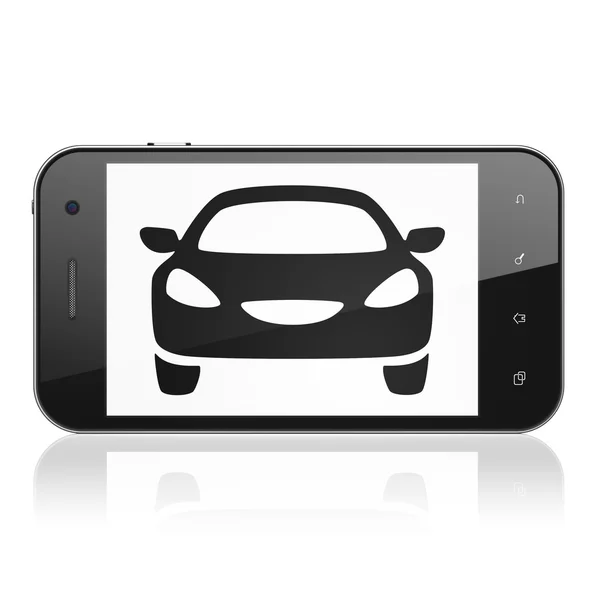 Tourismuskonzept: Smartphone mit Auto auf dem Display — Stockfoto