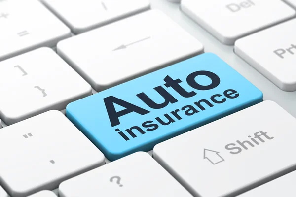 Verzekering concept: Auto Insurance op computer toetsenbord achtergrond — Stockfoto
