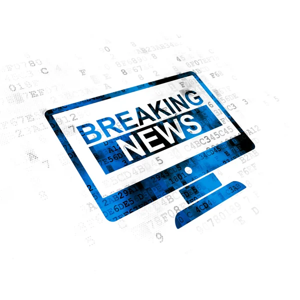 Nieuws-concept: Breaking News On Screen op digitale achtergrond — Stockfoto