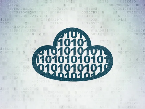 Concepto de computación en nube: nube con código sobre fondo de papel digital —  Fotos de Stock