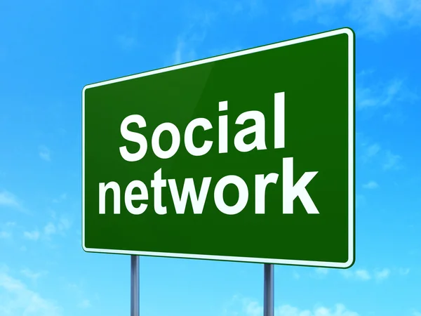 Concetto di social network: Social Network sullo sfondo del segnale stradale — Foto Stock