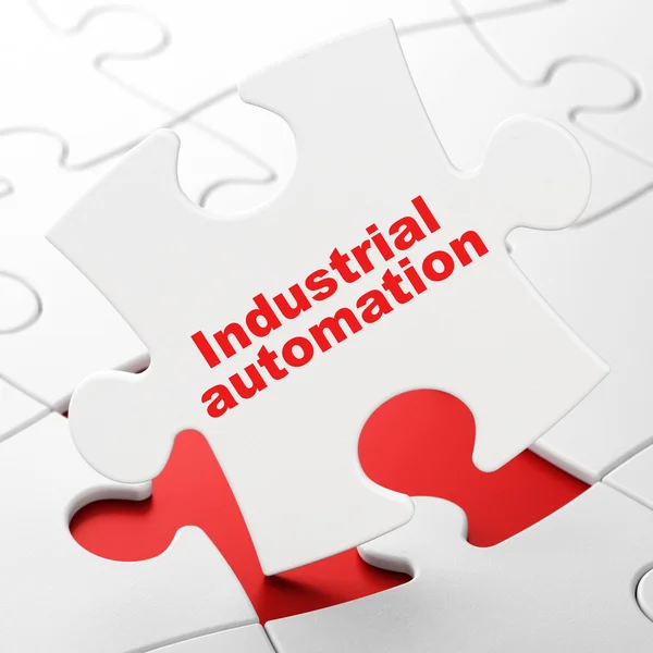 Концепция отрасли: Промышленная автоматизация на фоне головоломок — стоковое фото