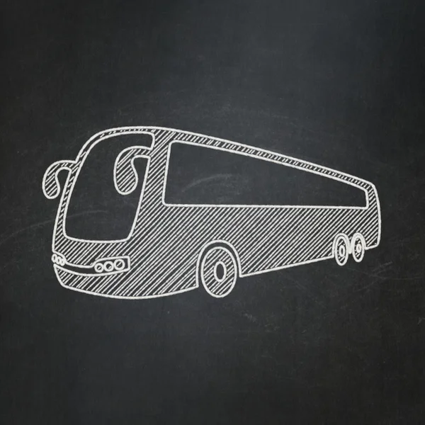 Travel concept: Bus on chalkboard background — 图库照片
