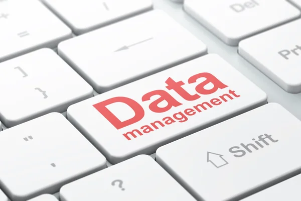 Datenkonzept: Datenmanagement auf dem Hintergrund der Computertastatur — Stockfoto