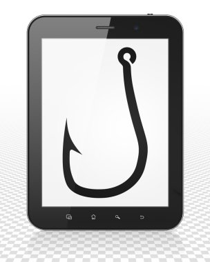 Gizlilik kavramı: Tablet Pc Bilgisayar ekranda Fishing Hook ile