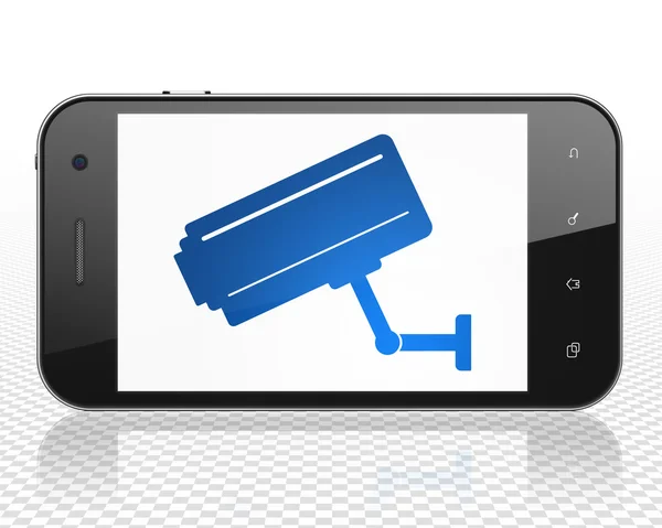 Privacy concept: Smartphone met Cctv Camera op display — Stockfoto