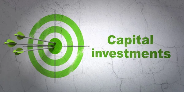 Concepto de dinero: objetivo e inversiones de capital en el fondo de la pared — Foto de Stock