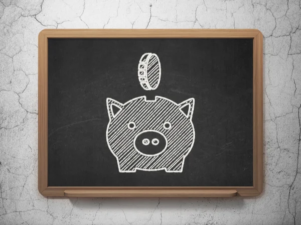 Banking concept: Money Box With Coin on chalkboard background — Stock Photo, Image