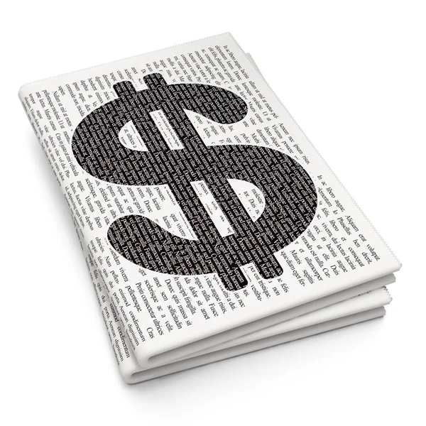 Концепция денег: Доллар на фоне газет — стоковое фото