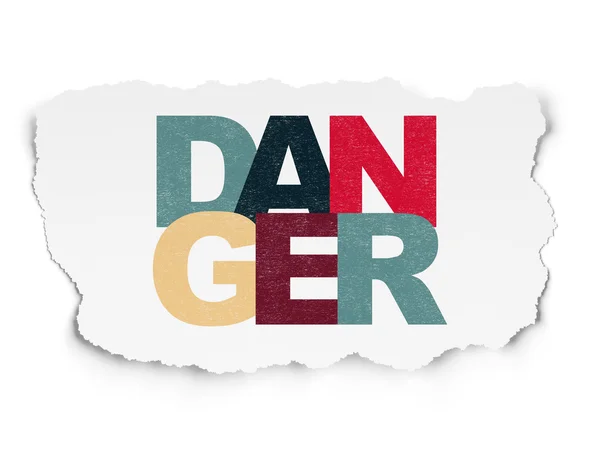 Security concept: Danger on Torn Paper background — Stock Photo, Image