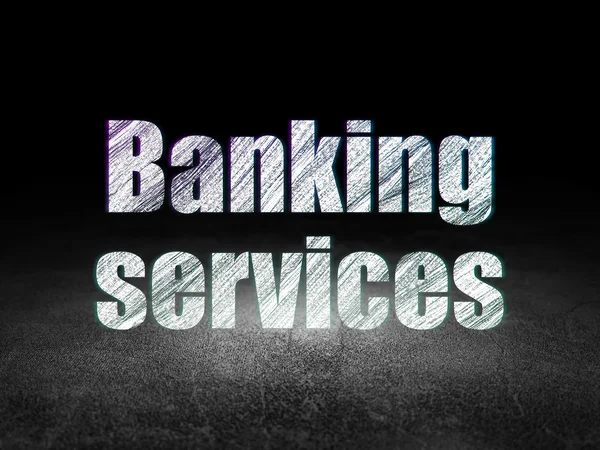 Pénznem koncepció: banki szolgáltatások grunge sötét szobában — Stock Fotó