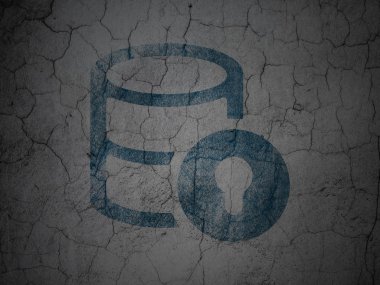 Database concept: Database With Lock on grunge wall background