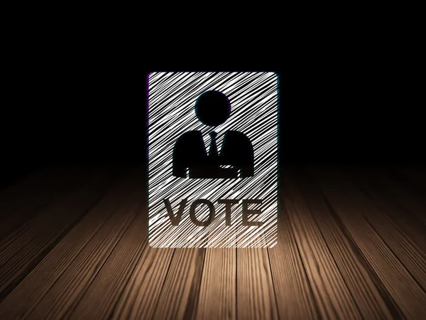 Концепція політики: голосування в гранжевій темній кімнаті — стокове фото