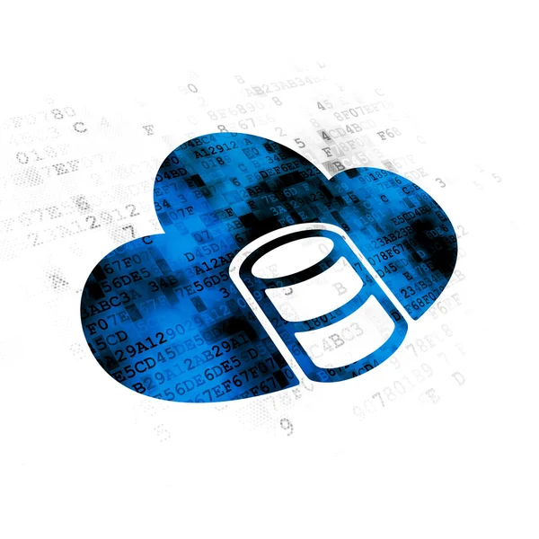 Programmierkonzept: Datenbank mit Cloud auf digitalem Hintergrund — Stockfoto