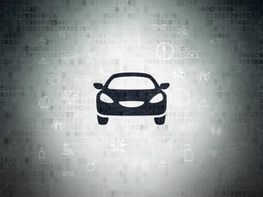 Vacation concept: Car on Digital Paper background