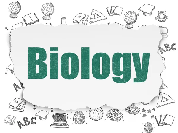 Education concept: Biology on Torn Paper background — 图库照片