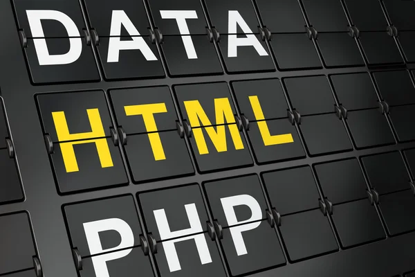 Database concept: Html on airport board background — Stock Photo, Image