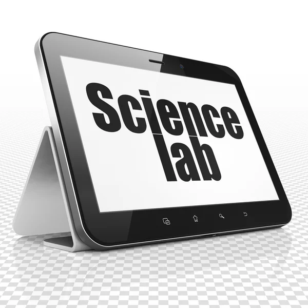 Concepto científico: Tablet Computer con Science Lab en exhibición — Foto de Stock