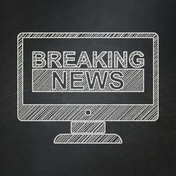 News concept: Breaking News On Screen on chalkboard background — 图库照片