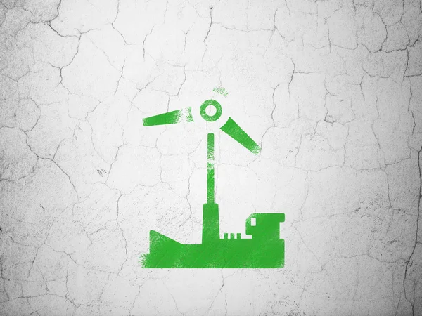 Manufacuring concept: Windmill on wall background — Stock Photo, Image