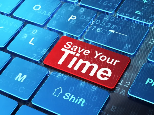 Tijd concept: uw tijd besparen op computer toetsenbord achtergrond — Stockfoto