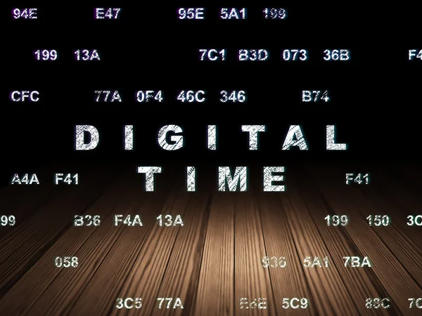 Time concept: Digital Time in grunge dark room — Stock Photo, Image