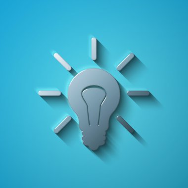 İş kavramı: düz metalik ampul simgesi, vektör