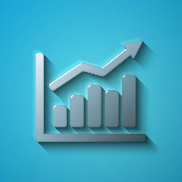 Conceito de negócio: gráfico de crescimento metálico plano ícone, vetor — Vetor de Stock