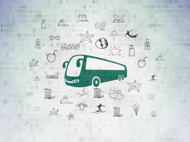 Tourism concept: Bus on Digital Paper background